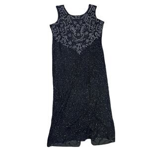 Jean For Joseph Le Bon Vintage Silk Sequined Formal‎ Gown Women’s size 18 Black